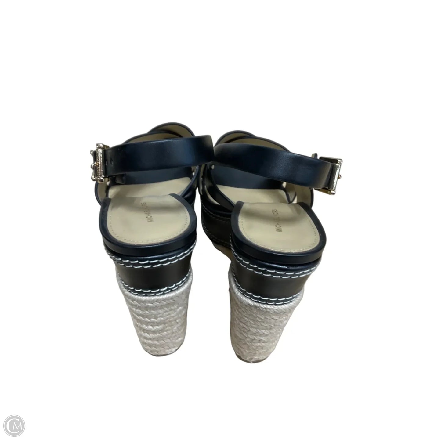 Sandals Heels Wedge By Michael Kors In Black & Cream, Size: 8.5