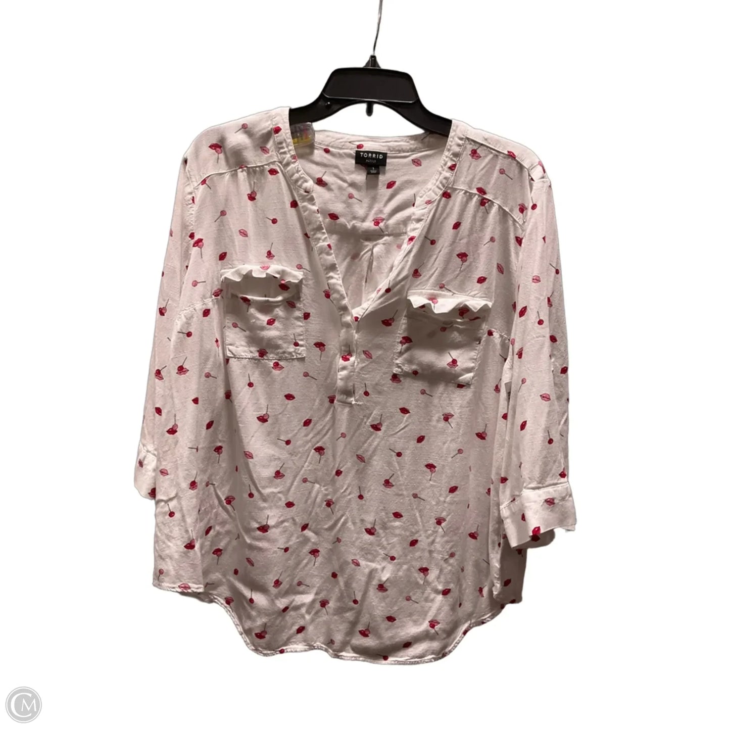 Top Short Sleeve By Torrid In Red & White, Size: 1x