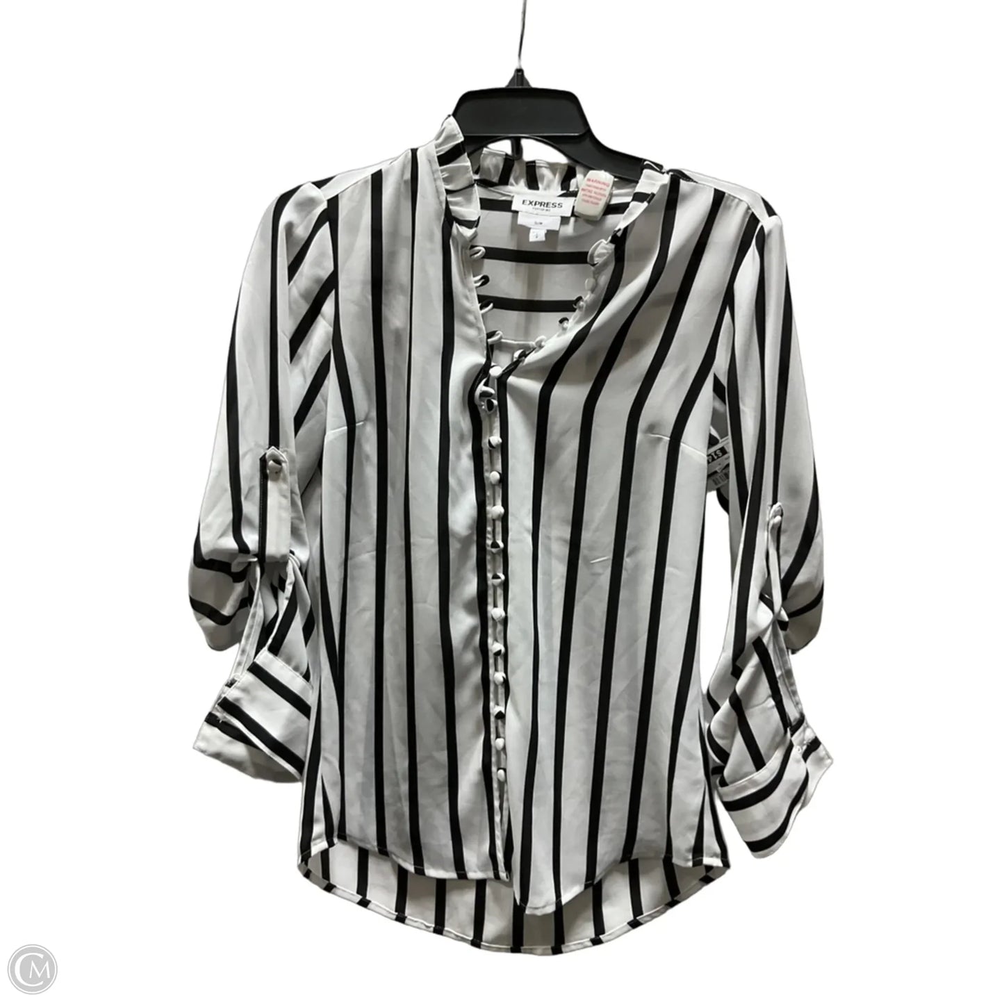 Blouse Long Sleeve By Express In Striped Pattern, Size: S