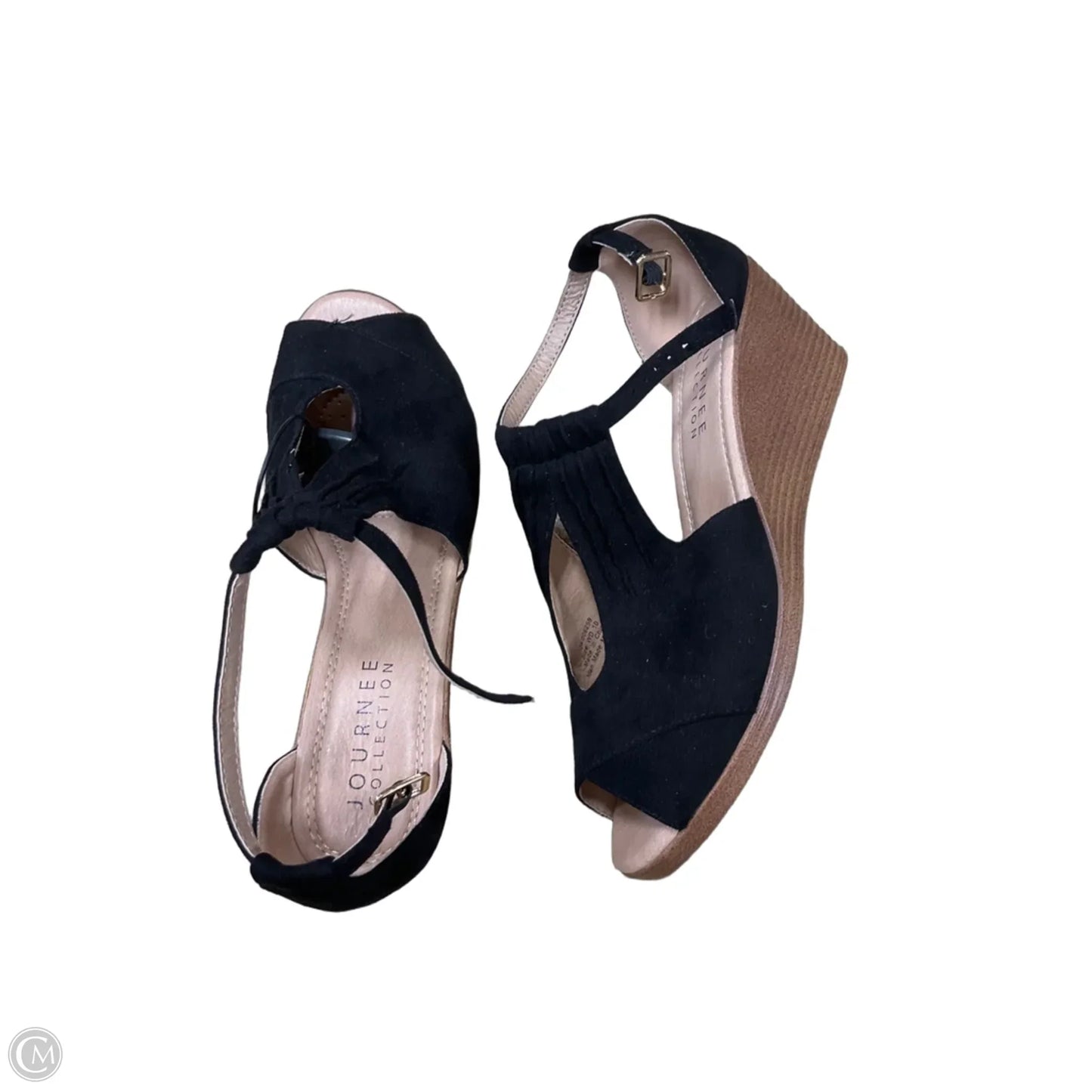 Shoes Heels Wedge By Journee In Black & Cream, Size: 10
