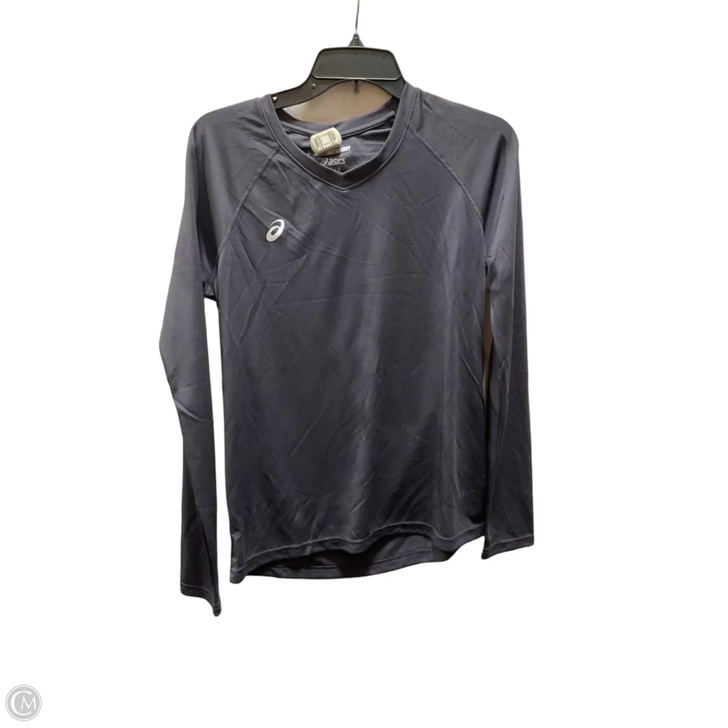 Athletic Top Long Sleeve Collar By Asics In Grey, Size: M