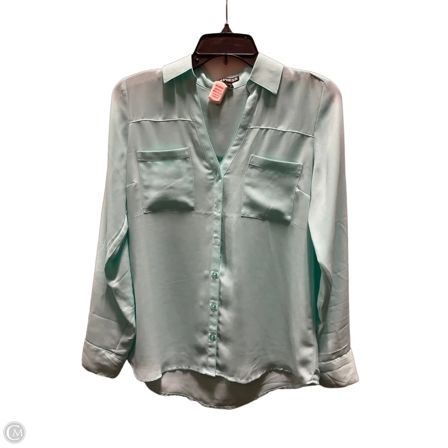 Blouse Long Sleeve By Express In Aqua, Size: S