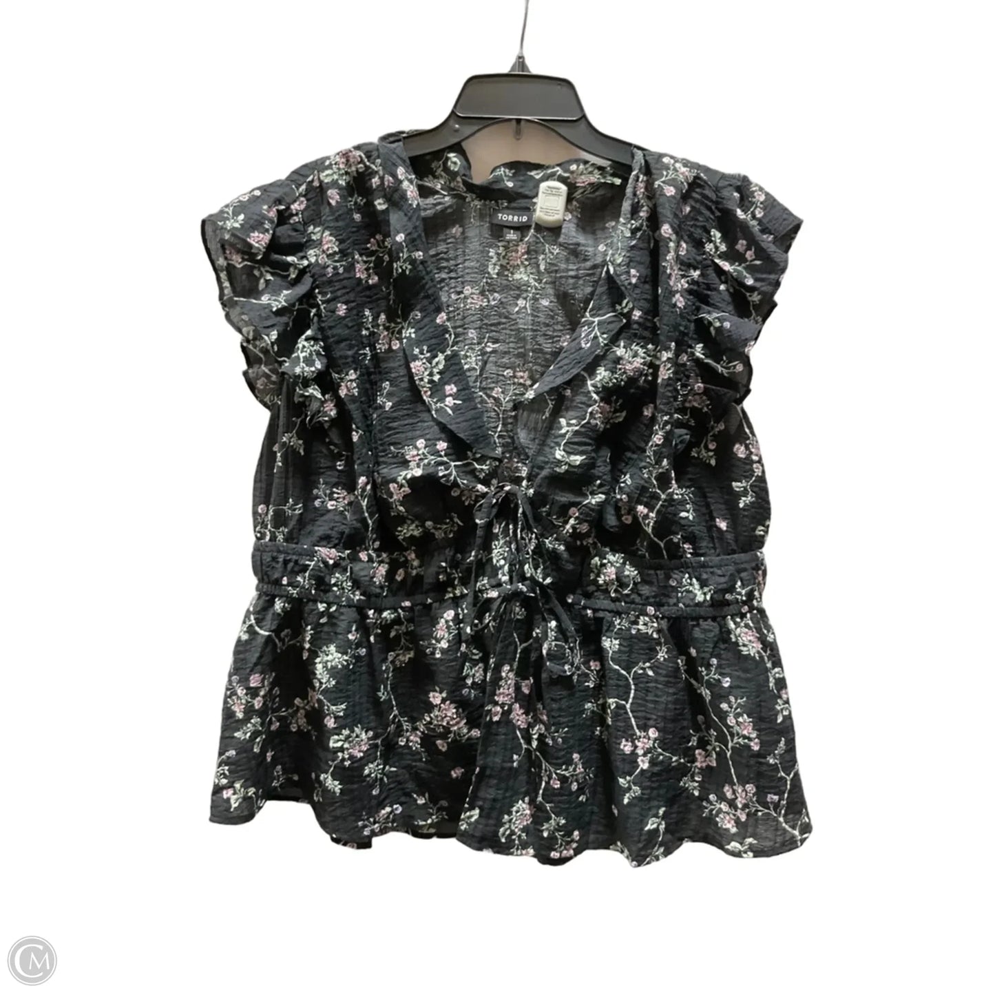 Top Short Sleeve By Torrid In Black & Pink, Size: 1x