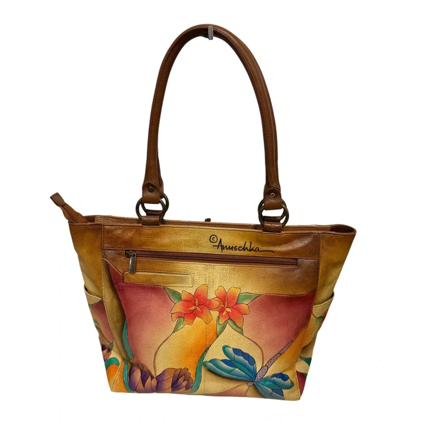 Handbag Leather By Anuschka, Size: Large