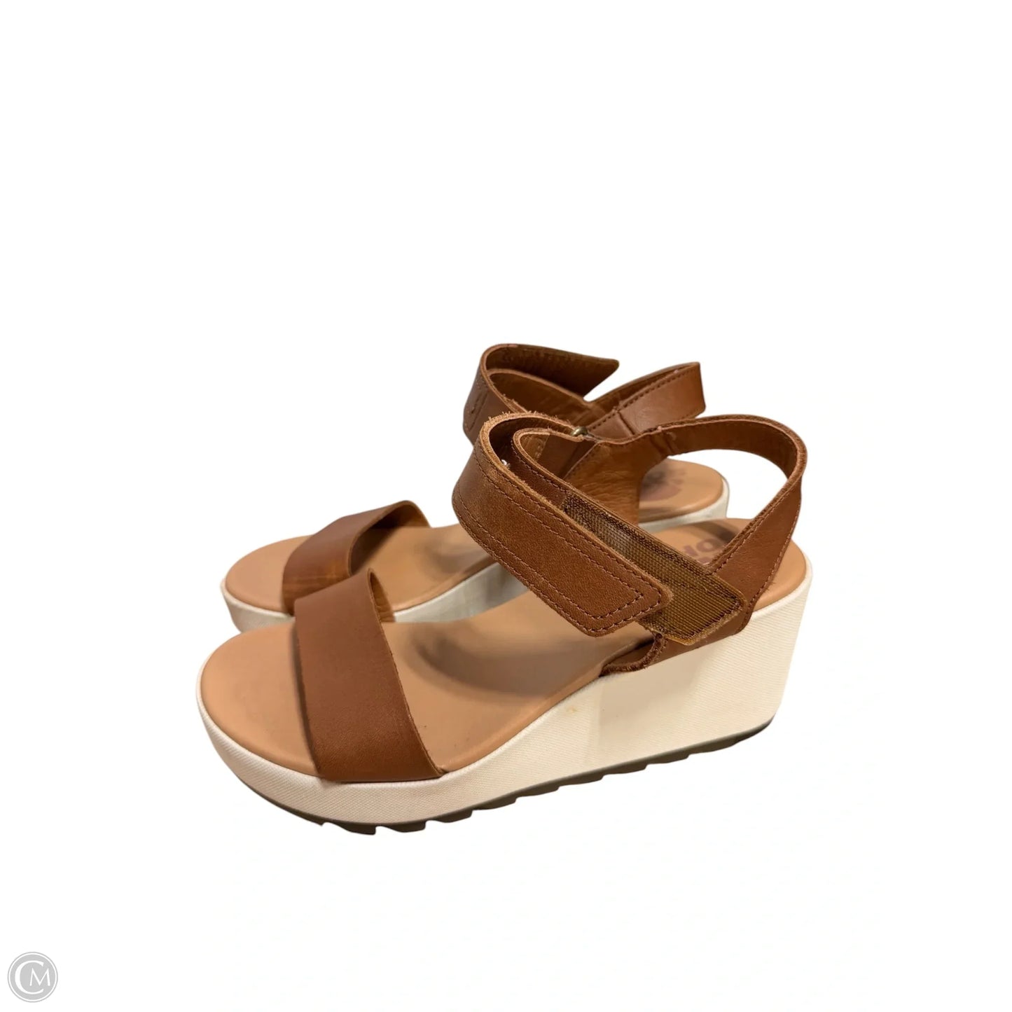 Shoes Heels Wedge By Sorel In Brown & Cream, Size: 6