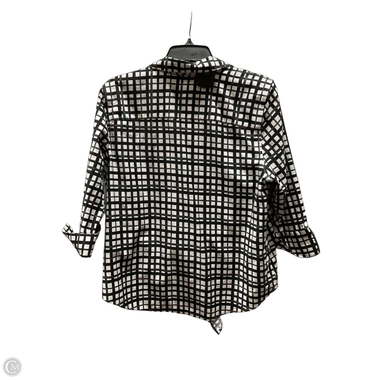Blouse Long Sleeve By Chicos In Black & White, Size: M