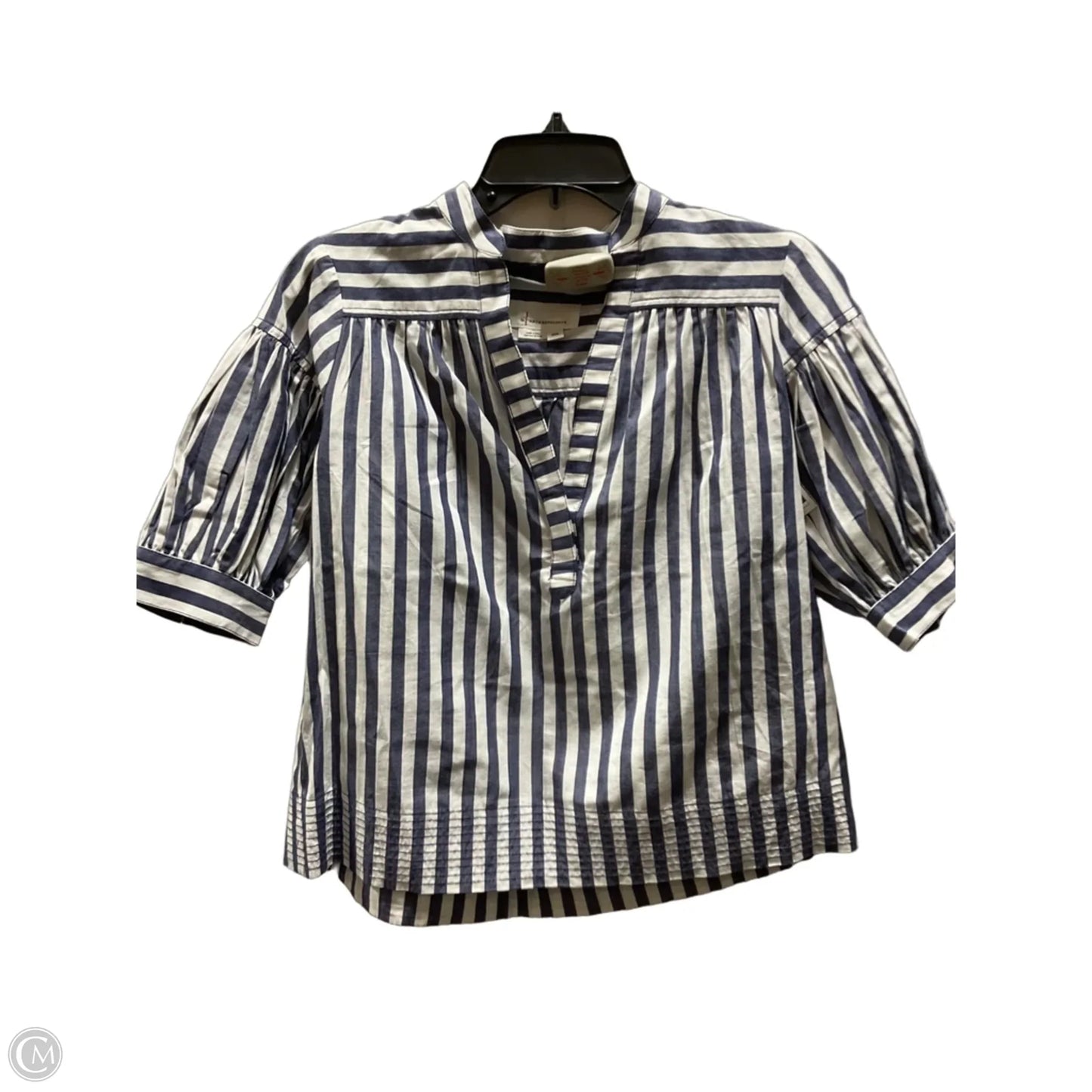 Top Short Sleeve By Anthropologie In Striped Pattern, Size: Xxs