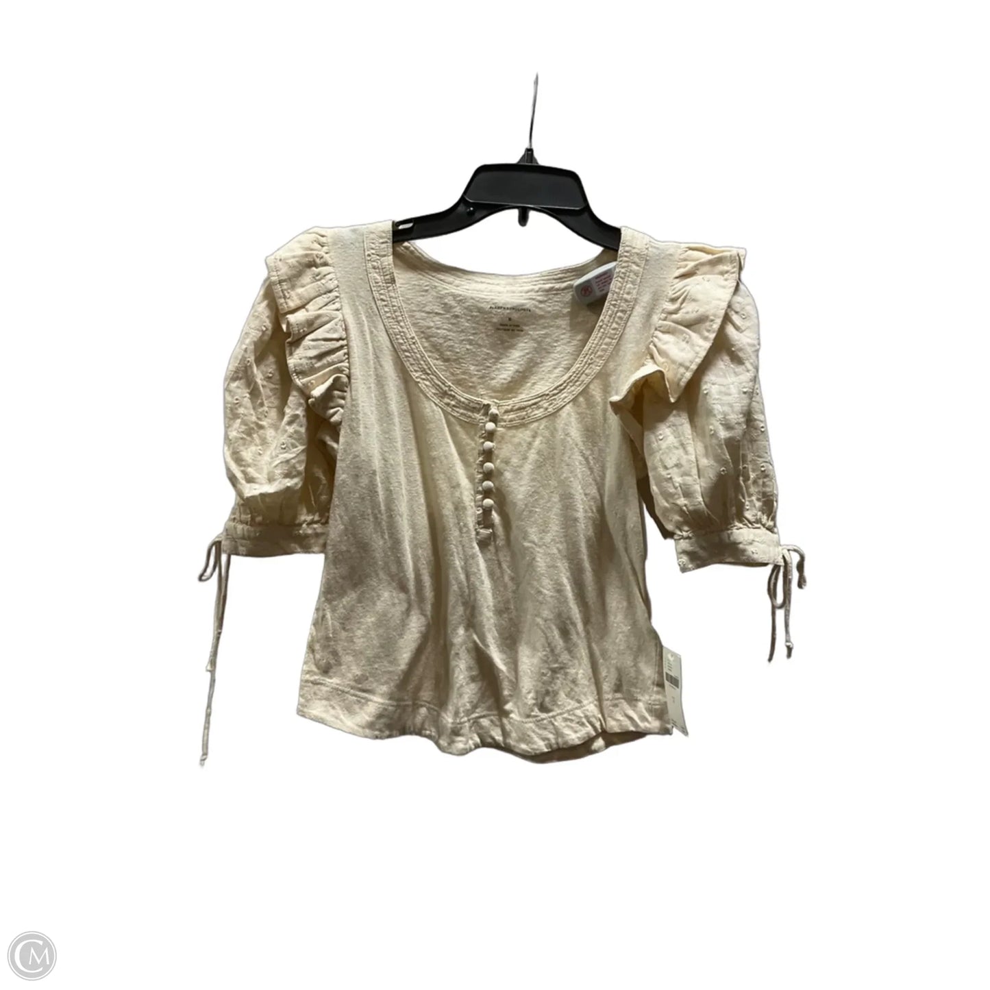 Top Short Sleeve By Anthropologie In Cream, Size: S