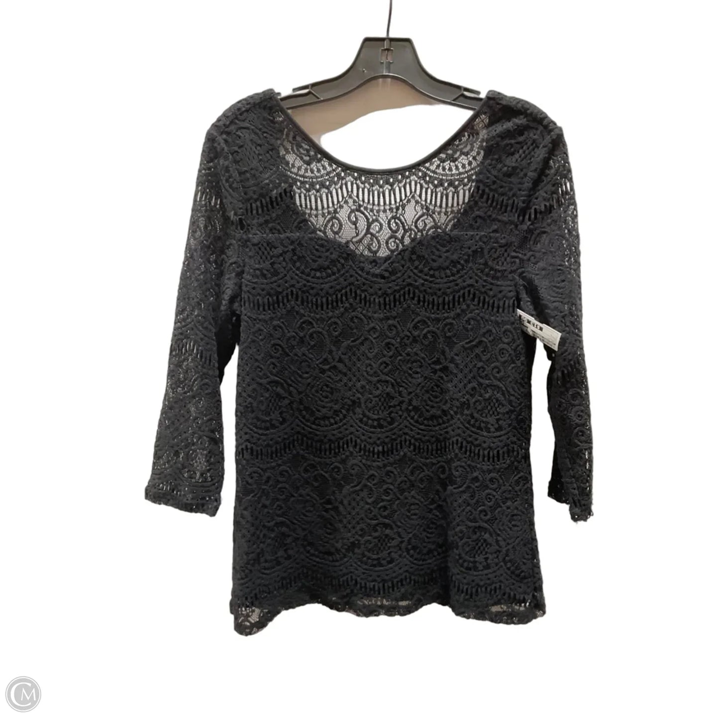 Top Short Sleeve By Adrianna Papell In Black, Size: L