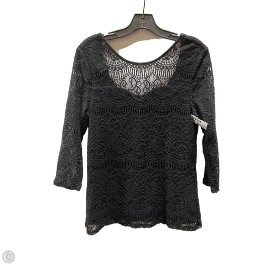 Top Short Sleeve By Adrianna Papell In Black, Size: L