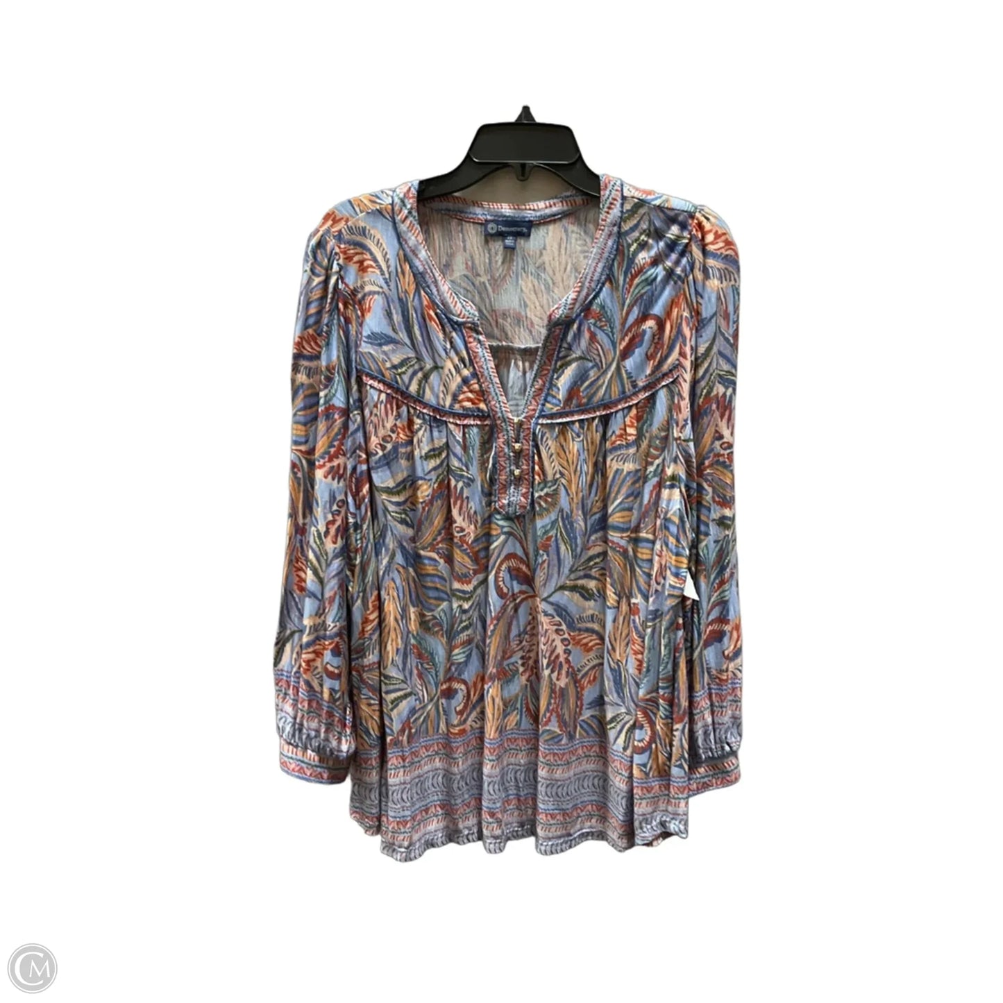 Top 3/4 Sleeve By Democracy In Blue & Orange, Size: 2x