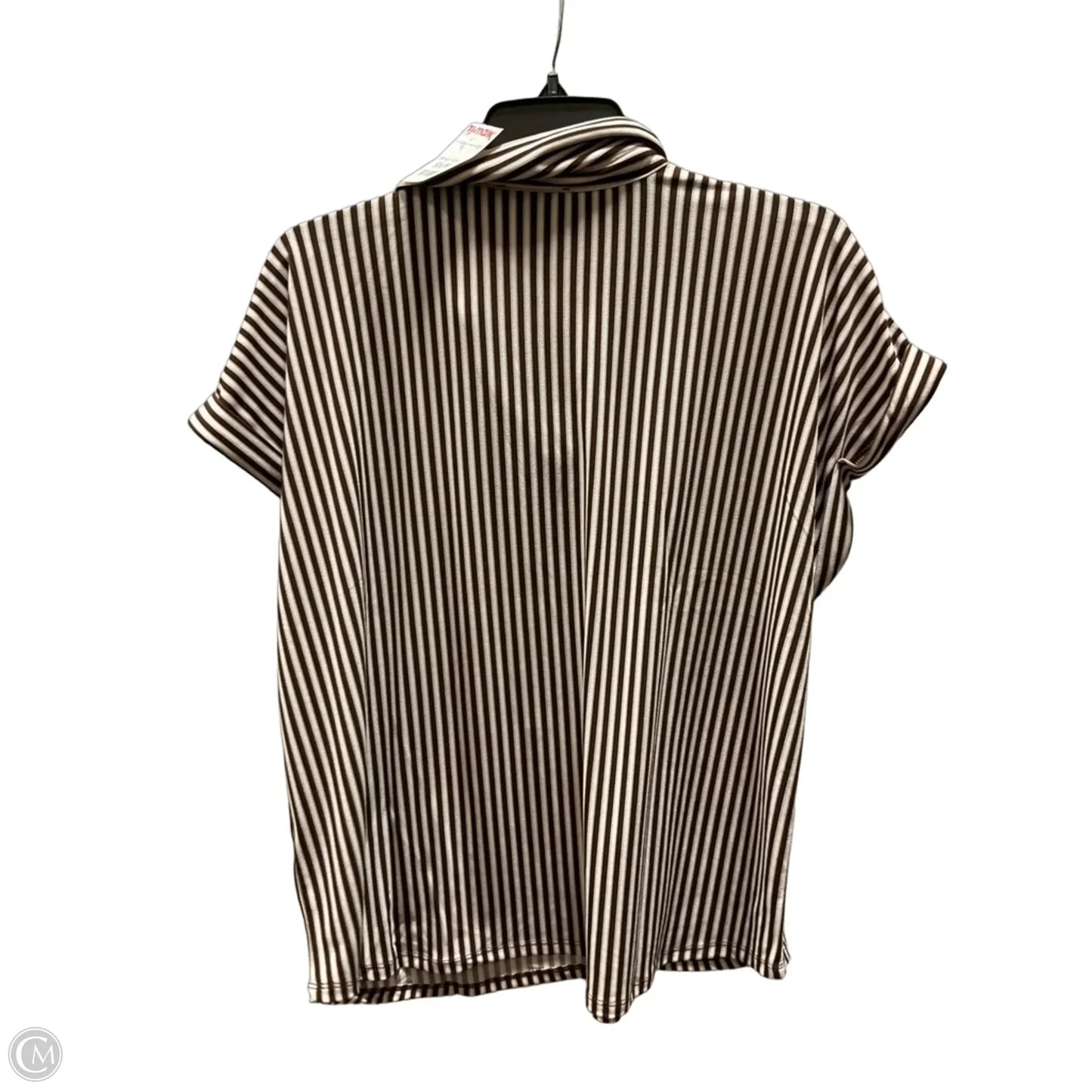 Top Short Sleeve By Adrianna Papell In Brown & White, Size: L