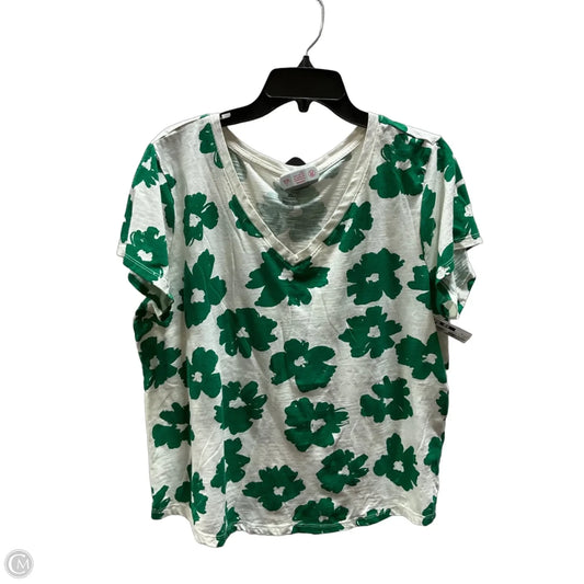 Top Short Sleeve By Sonoma In Green & White, Size: Xl