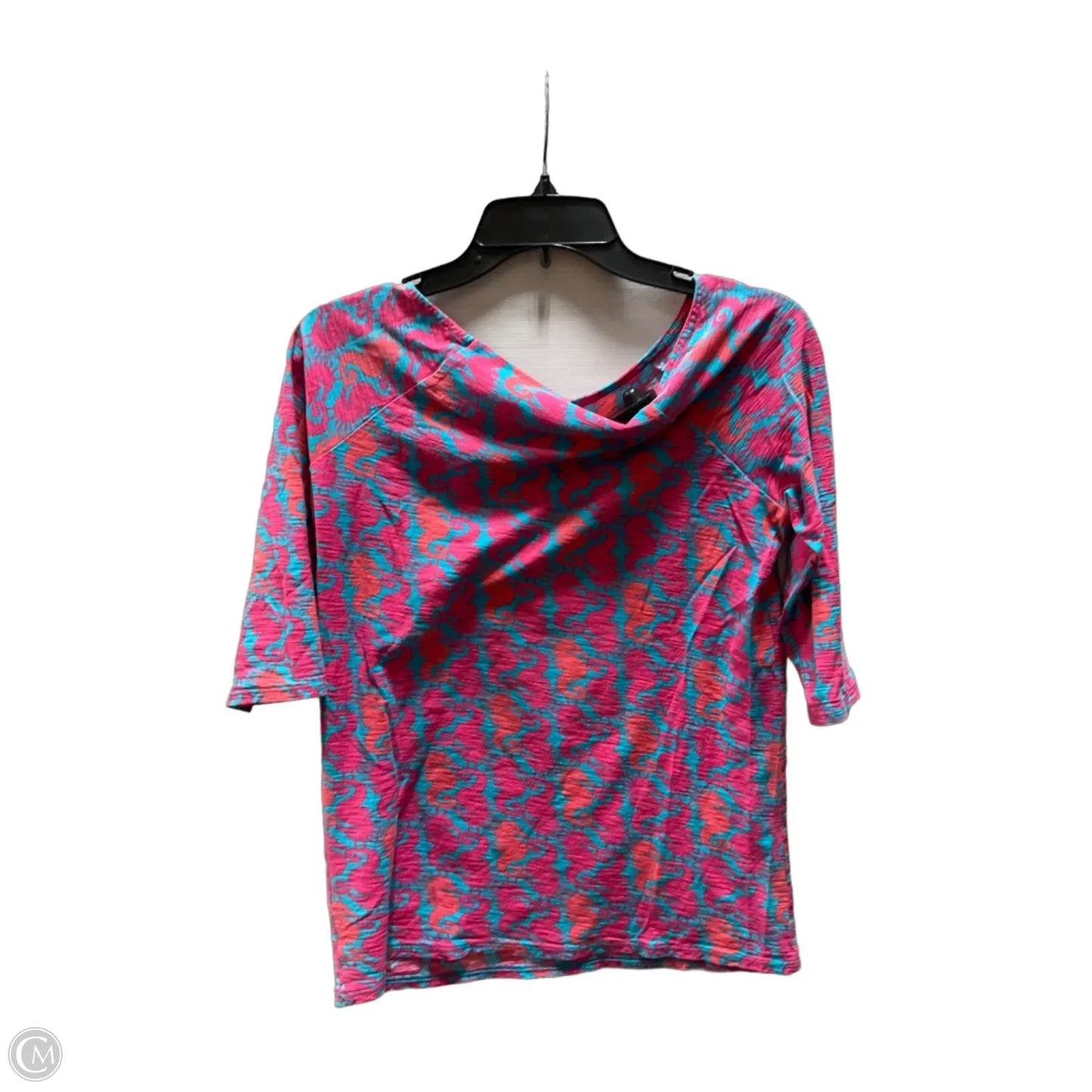 Top Short Sleeve By Lilly Pulitzer In Blue & Pink, Size: M