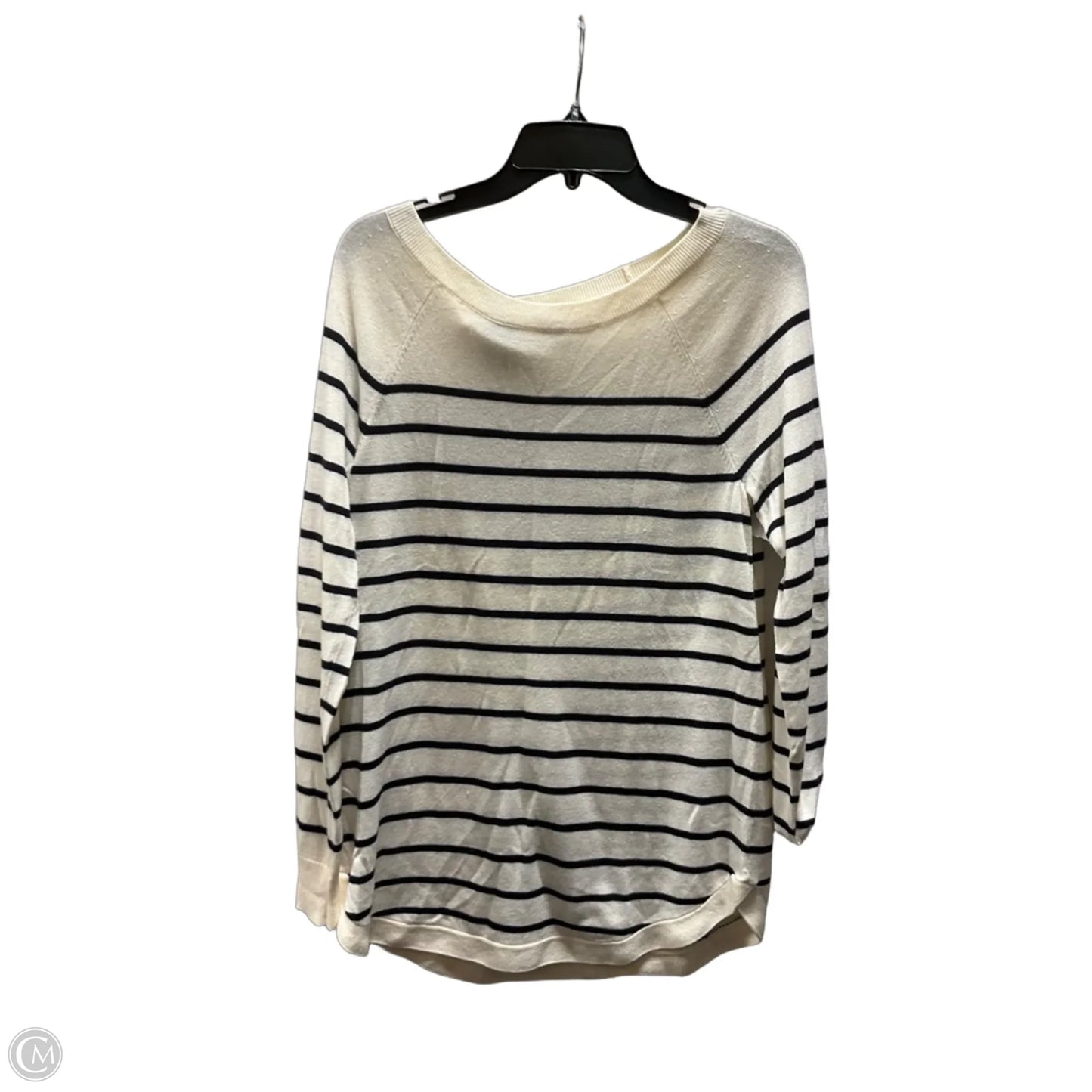 Top Long Sleeve By Loft In Blue & Cream, Size: M