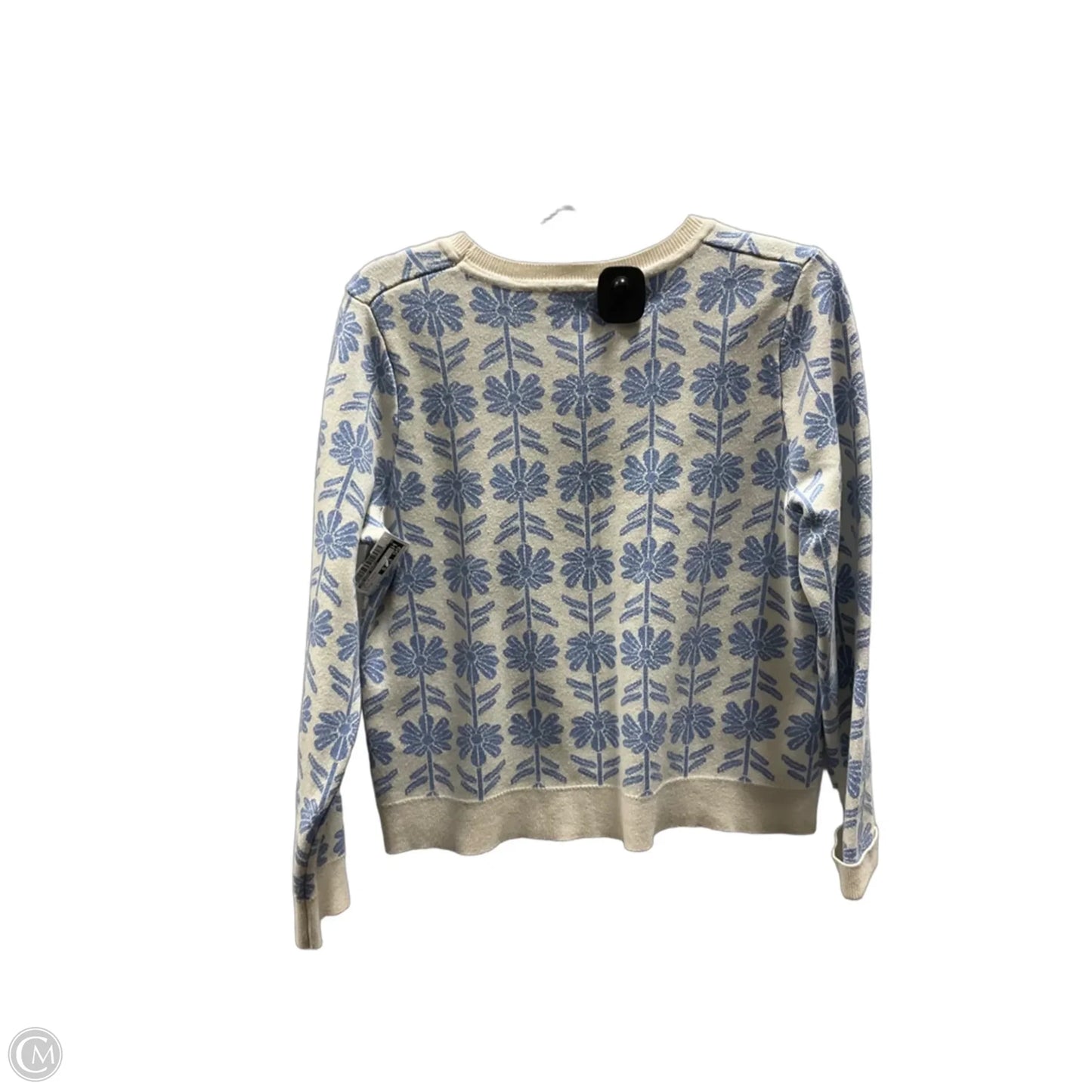 Top Long Sleeve By Adrianna Papell In Blue & White, Size: M