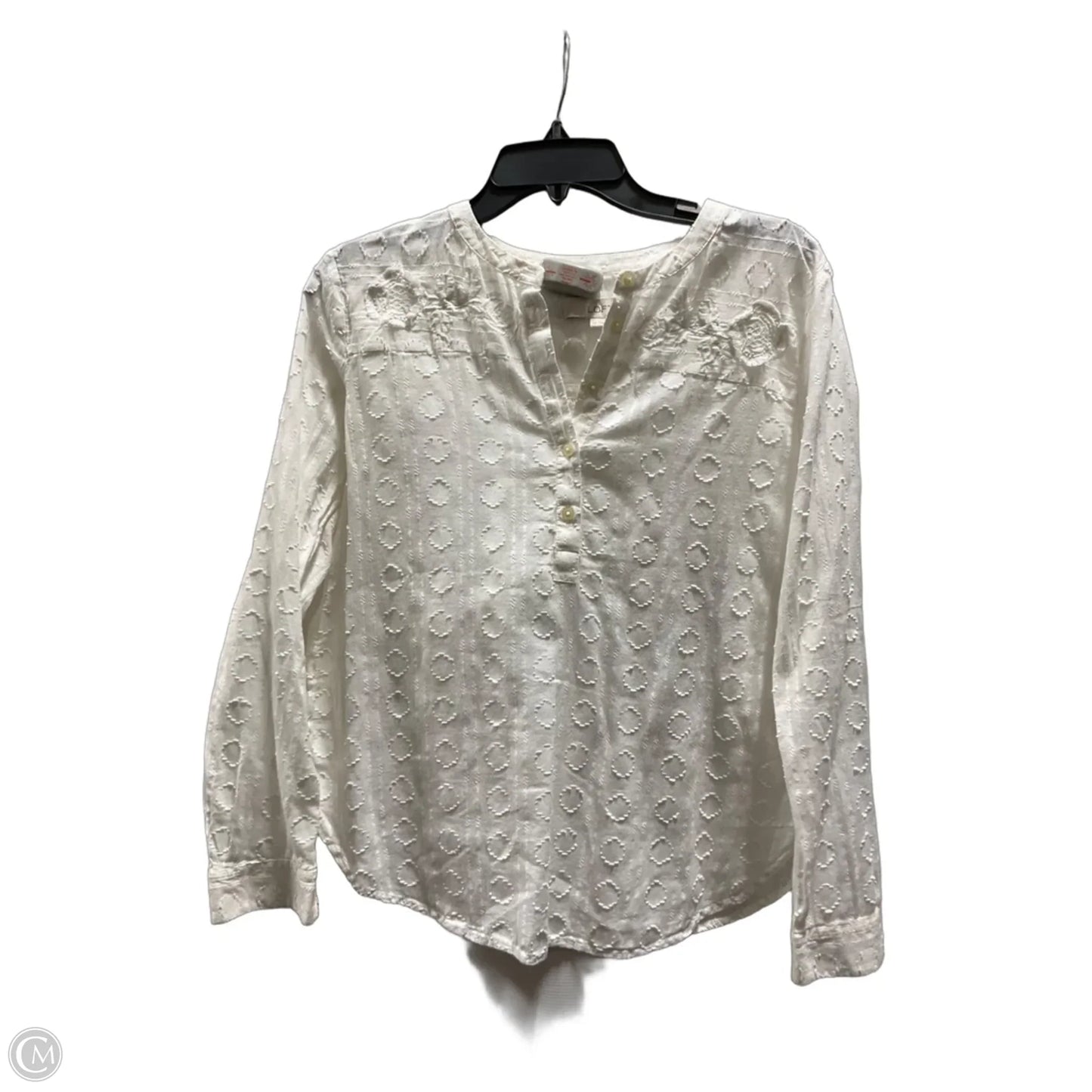 Top Long Sleeve By Loft In White, Size: S