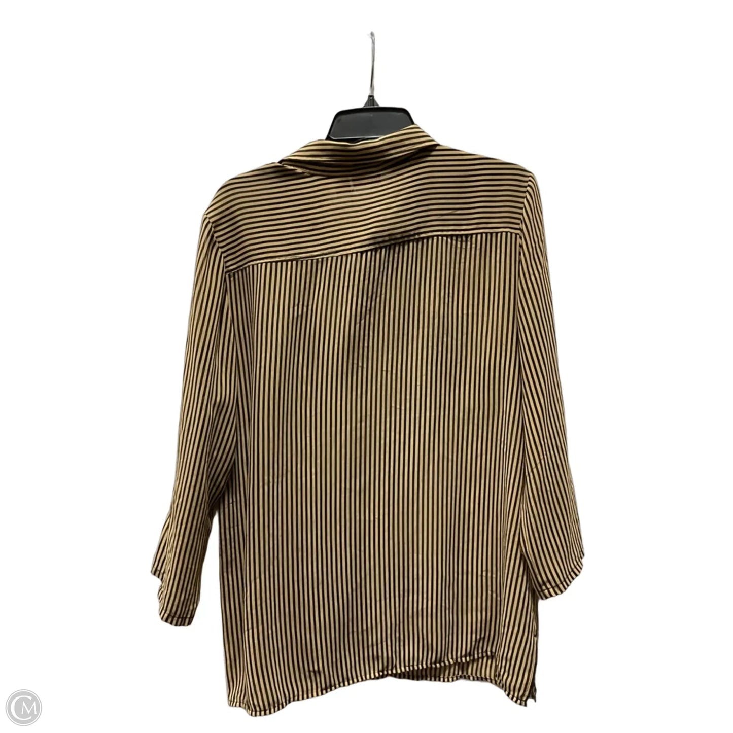 Blouse Long Sleeve By Chicos In Striped Pattern, Size: L