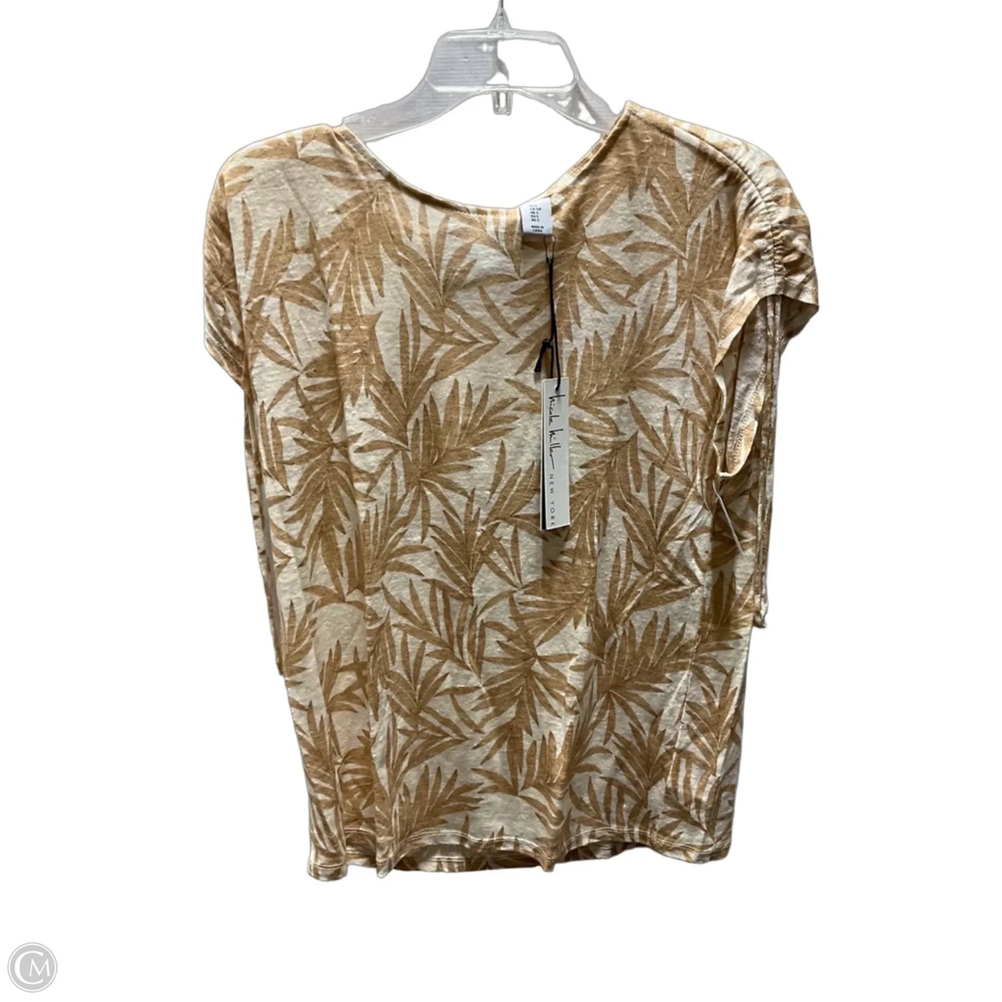Top Short Sleeve By Nicole Miller In Tan, Size: S