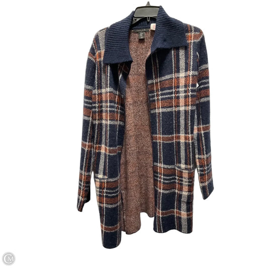 Sweater Cardigan By Tahari In Blue & Orange, Size: M