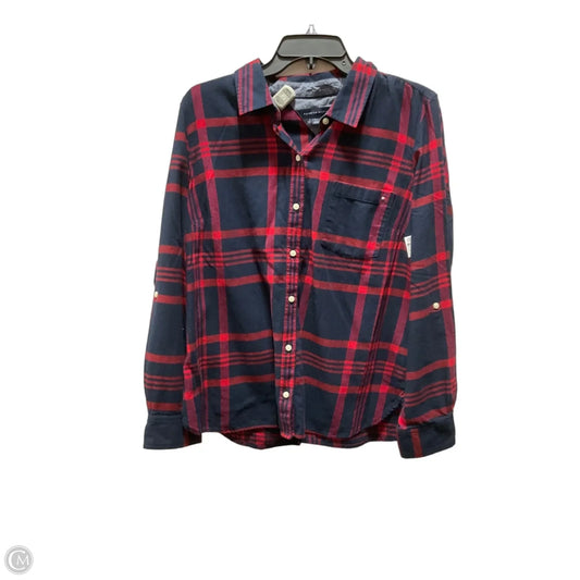 Blouse Long Sleeve By Tommy Hilfiger In Blue & Red, Size: L