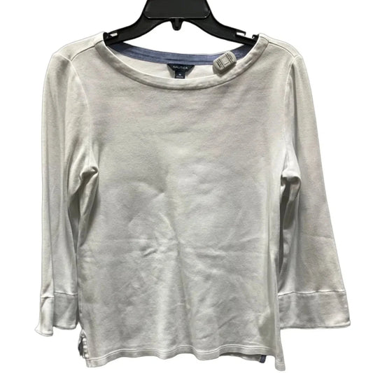 Top Long Sleeve By Nautica In White, Size: M