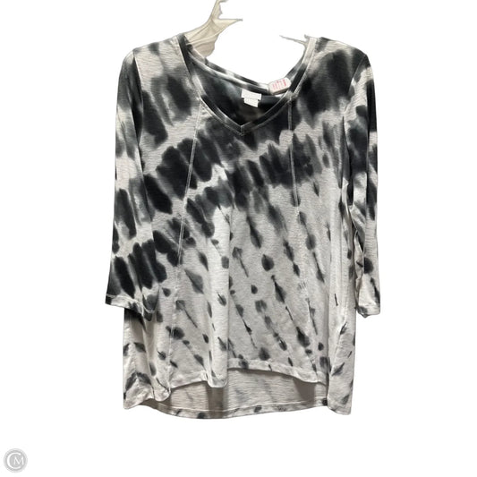 Top Long Sleeve By Chicos In Grey & White, Size: M