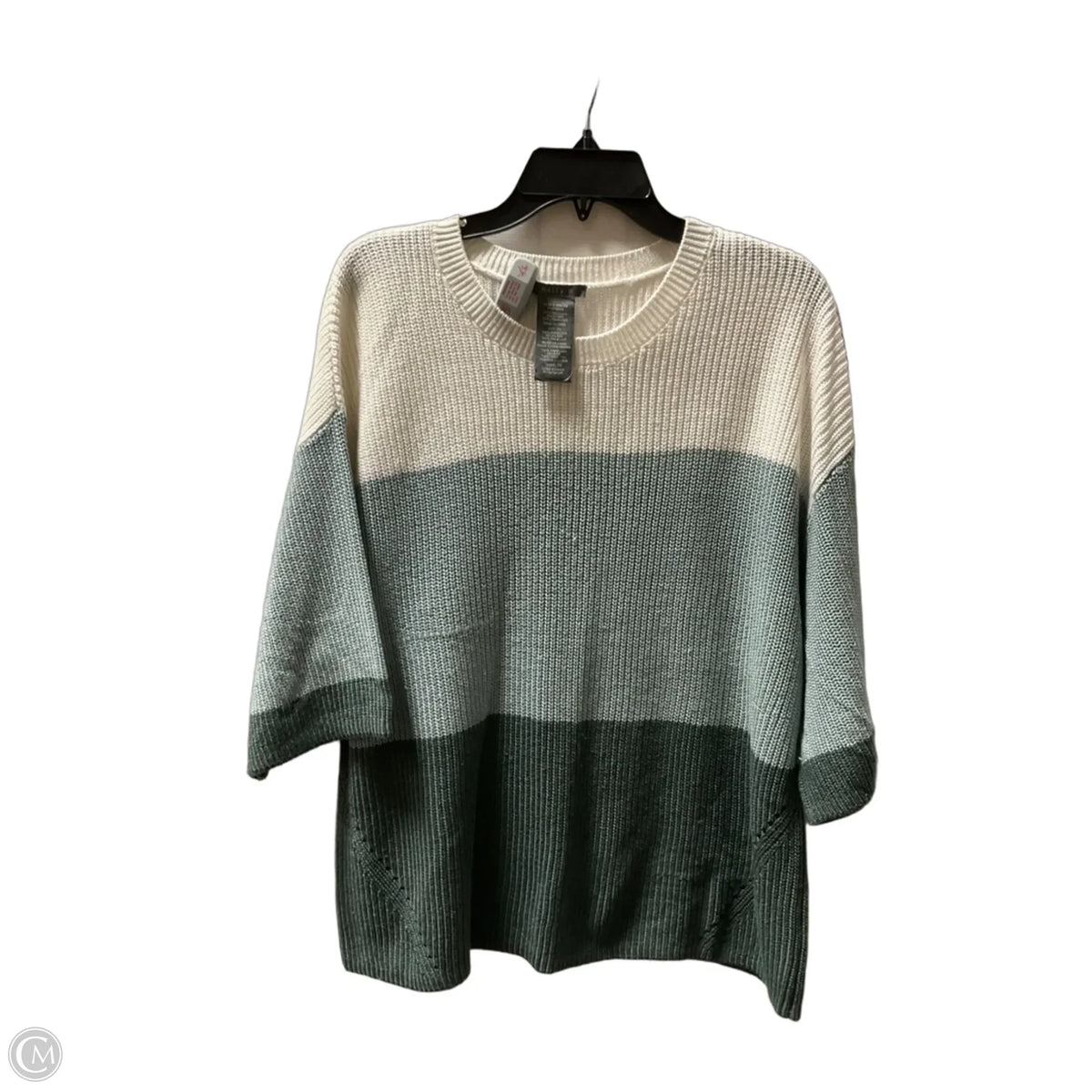 Sweater By Matty M In Green & White, Size: Xl