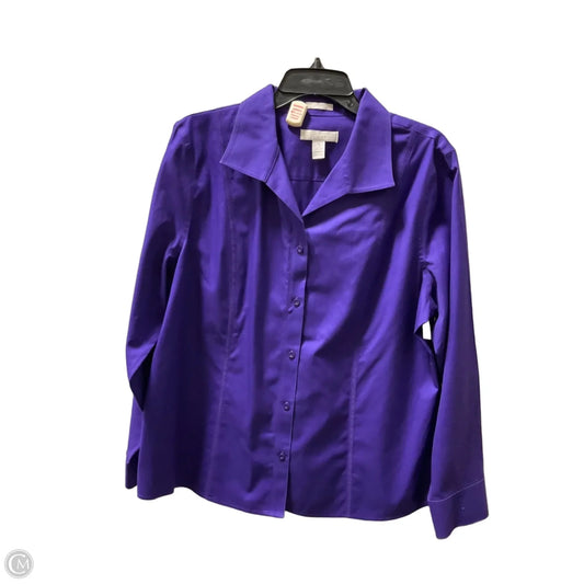 Blouse Long Sleeve By Chicos In Purple, Size: Xl
