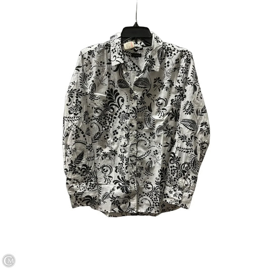 Blouse Long Sleeve By Talbots In Black & White, Size: M