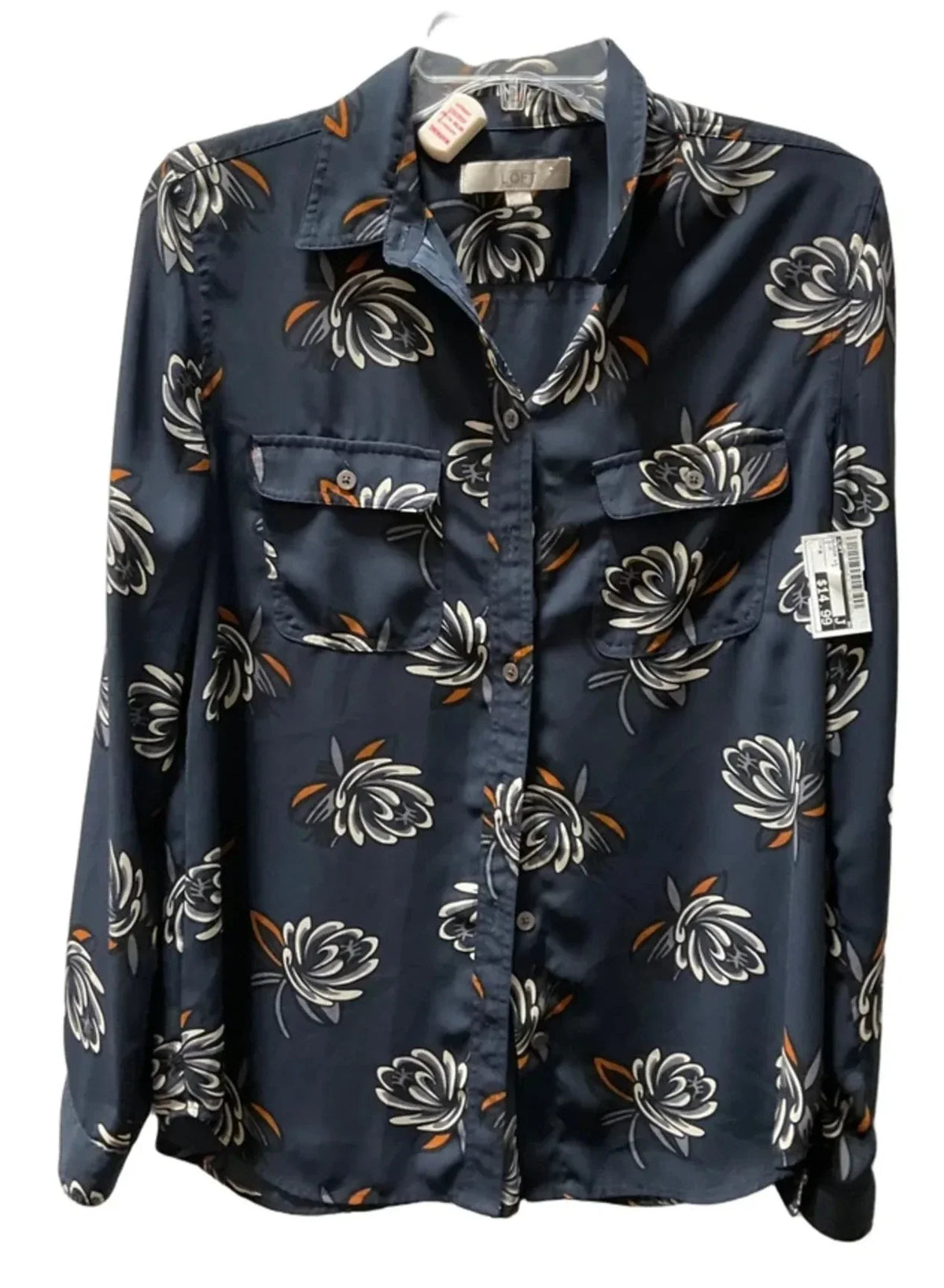 Blouse Long Sleeve By Loft In Blue, Size: M