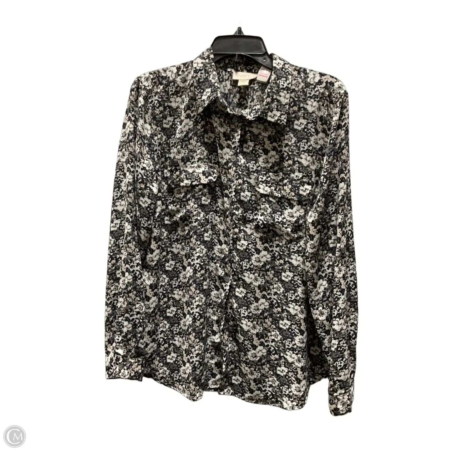 Blouse Long Sleeve By Loft In Grey, Size: L