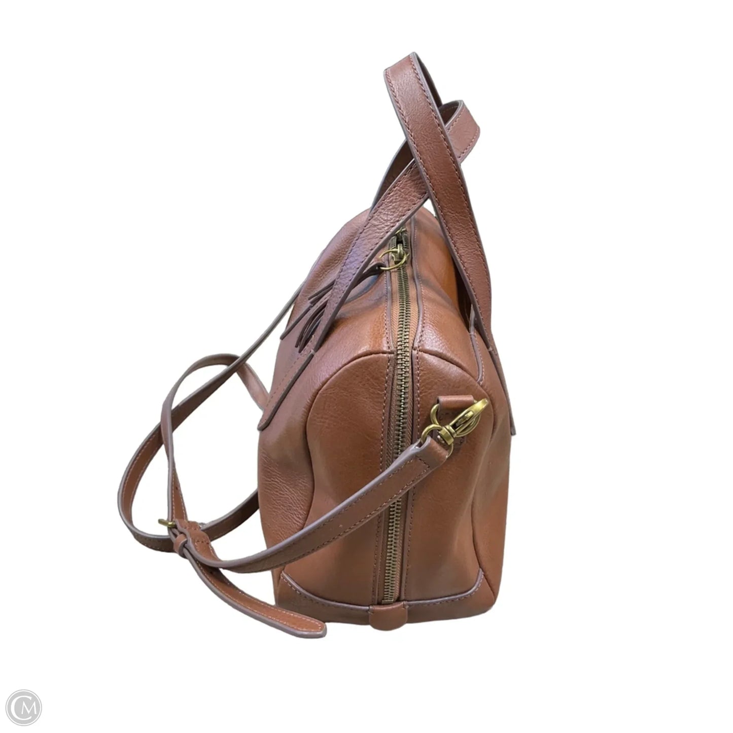 Handbag Leather By Fossil, Size: Medium