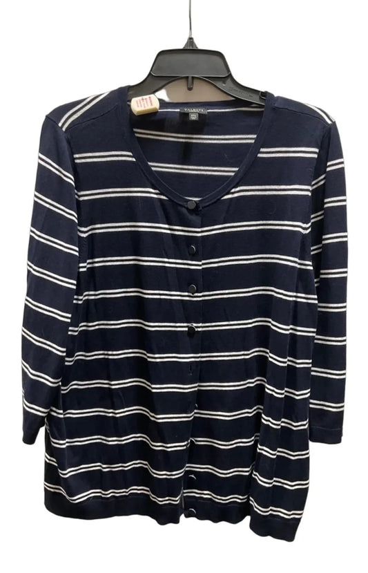 Cardigan By Talbots In Blue & White, Size: 2x