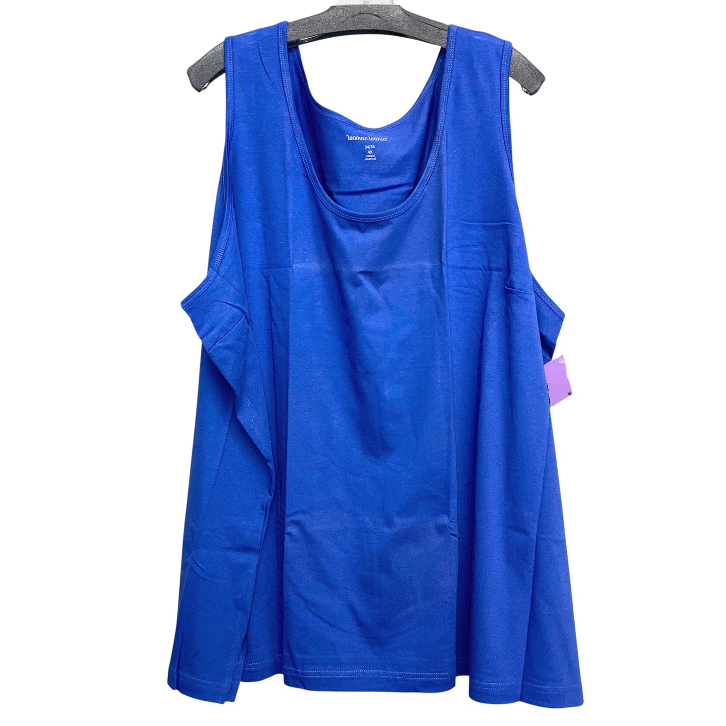 Top Sleeveless Basic By Woman Within In Blue, Size:4X