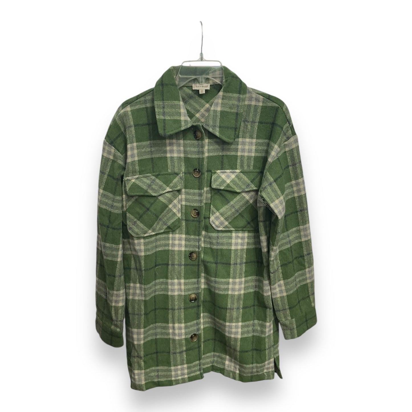 Jacket Shirt By Hem & Thread In Green, Size: L