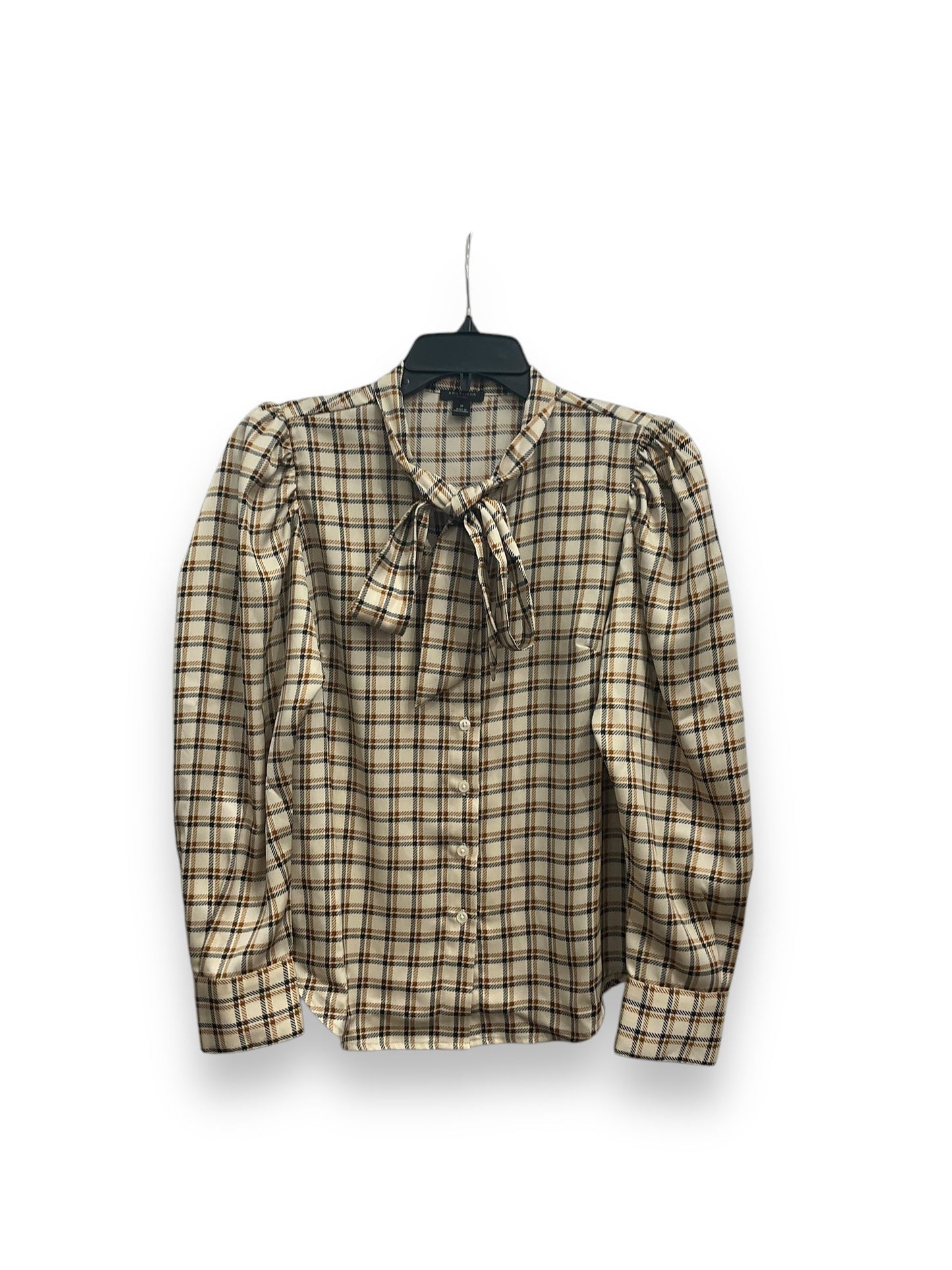 Blouse Long Sleeve By Ann Taylor In Plaid Pattern, Size: Xsp