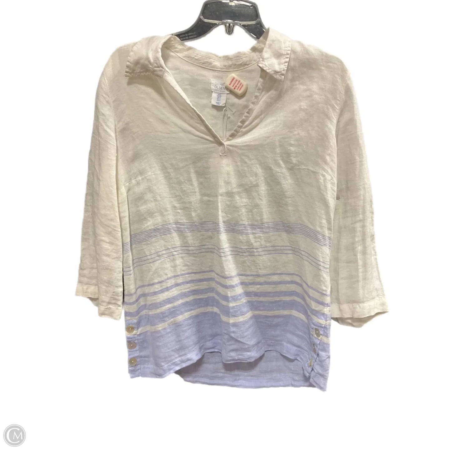 Top 2pc 3/4 Sleeve By Sigrid Olsen In Blue & White, Size: S