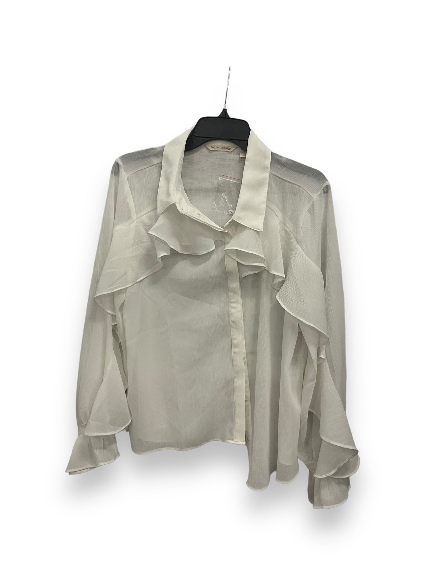 Blouse Long Sleeve By Soft Surroundings In White, Size: Xl