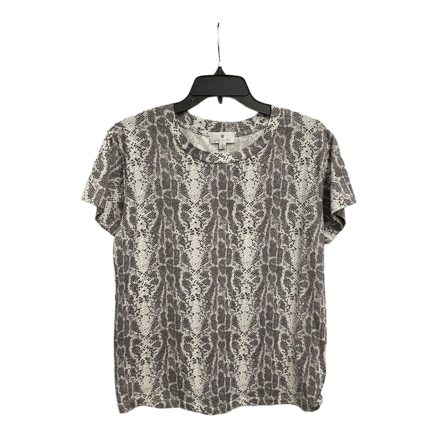 Top Short Sleeve By Socialite In Snakeskin Print, Size: S