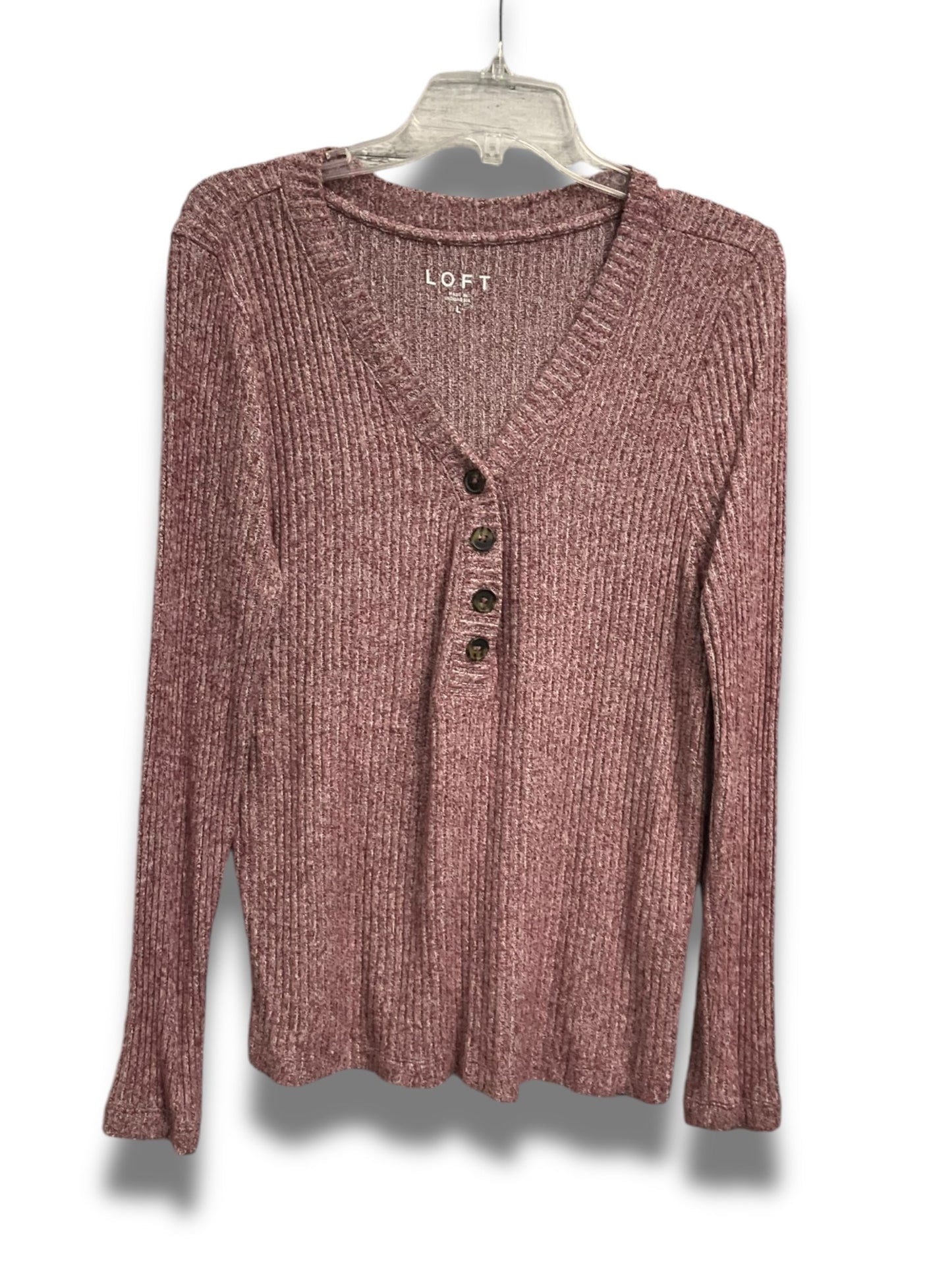 Top Long Sleeve By Loft In Red, Size: L