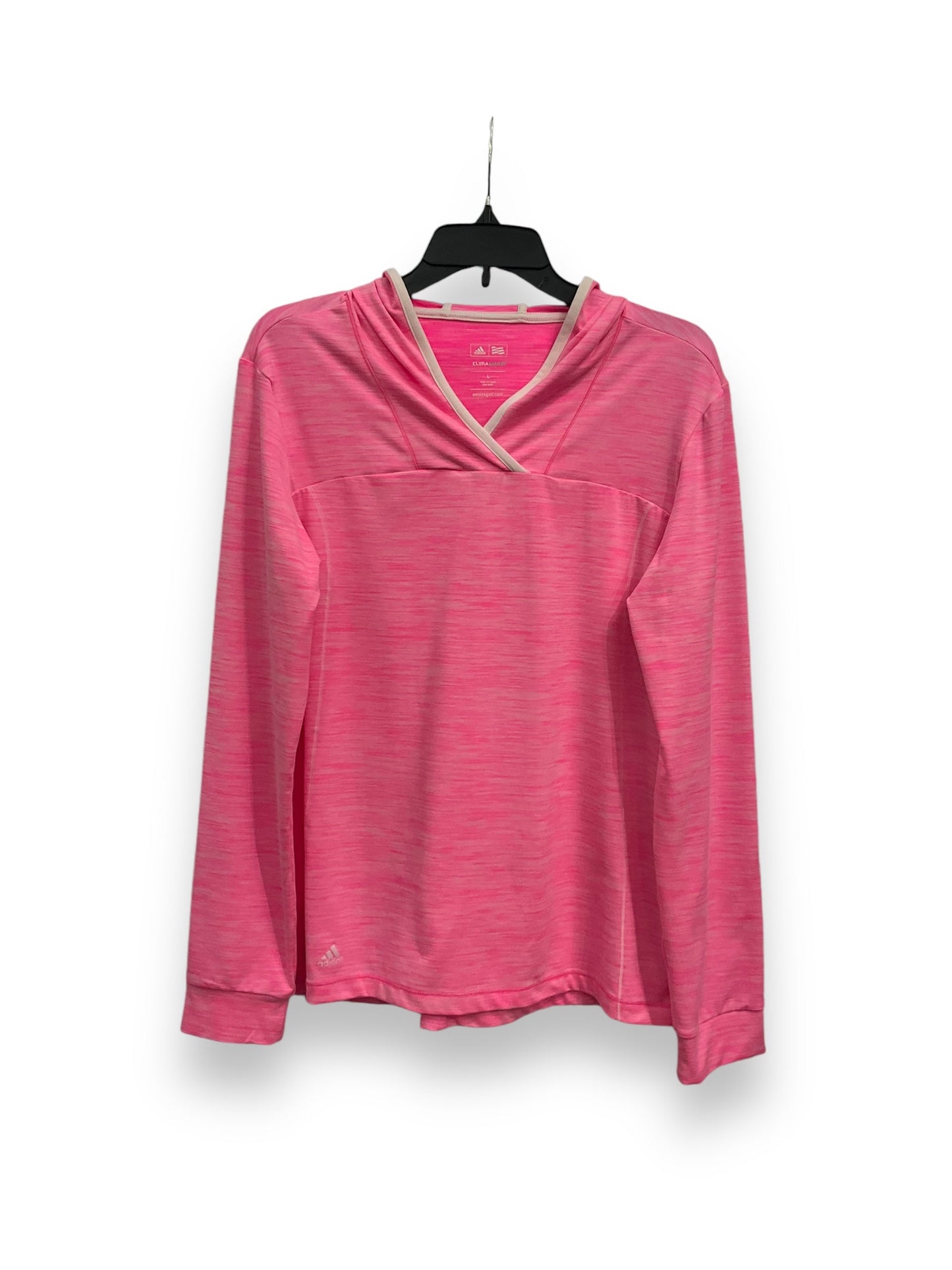 Athletic Top Long Sleeve Hoodie By Adidas In Pink, Size: L