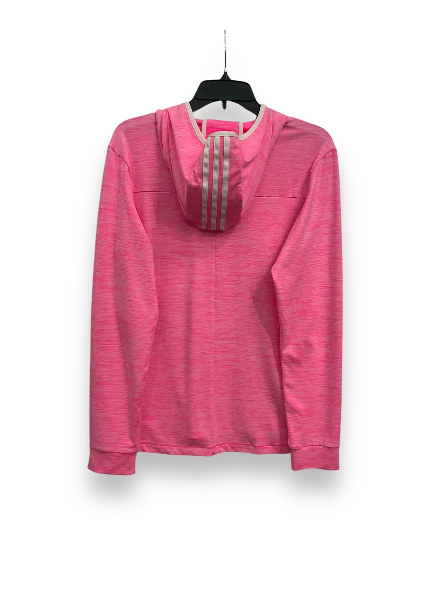 Athletic Top Long Sleeve Hoodie By Adidas In Pink, Size: L