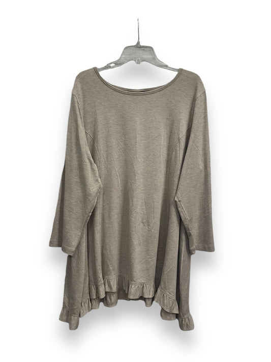 Top Long Sleeve By Ali Miles In Tan, Size: 1x