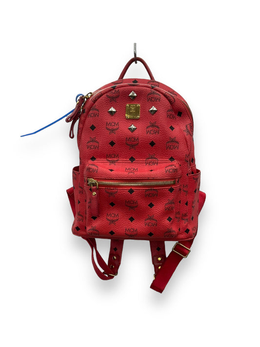 Red Backpack Luxury Designer Mcm, Size Large