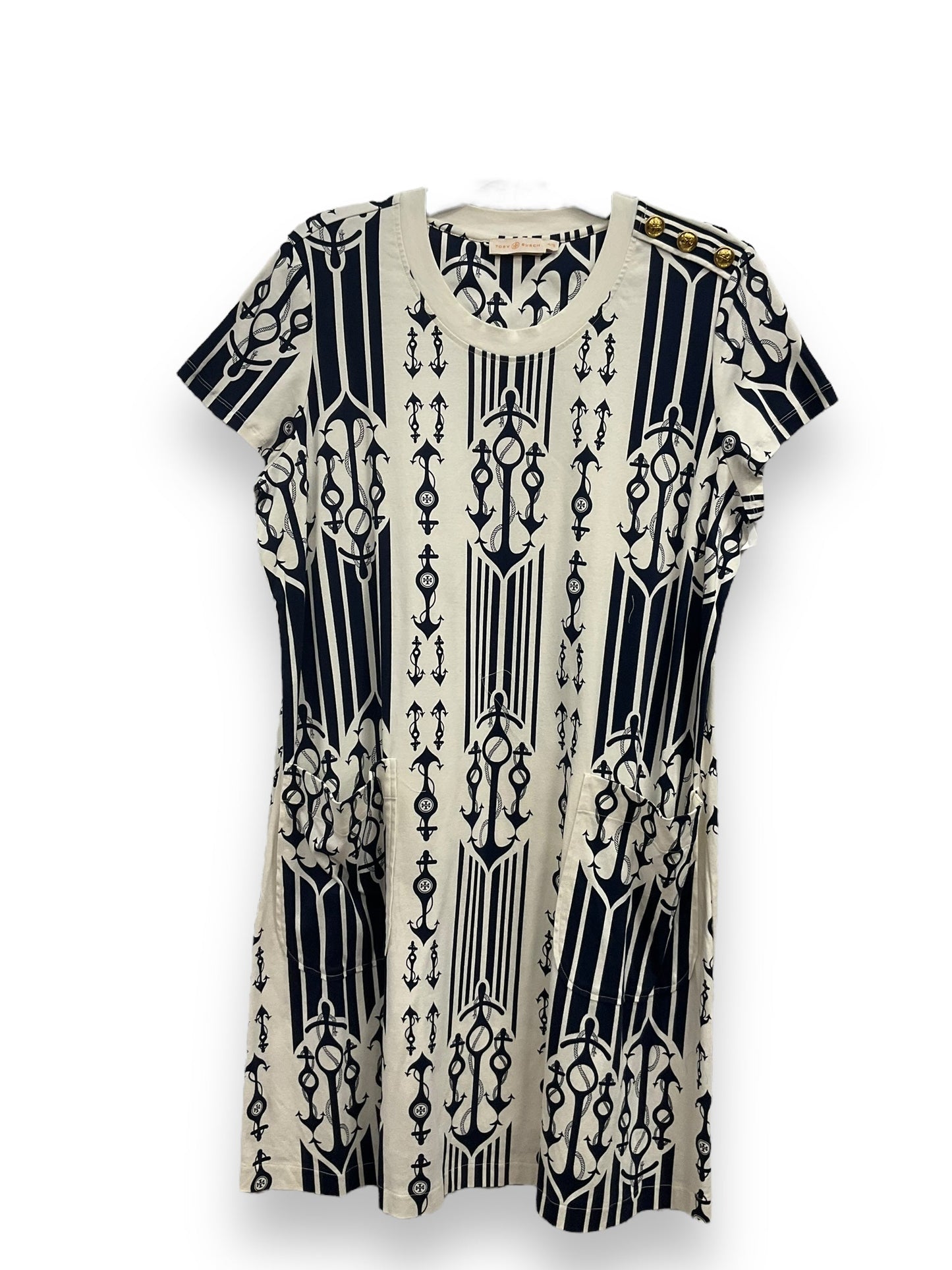 Nautical Print Dress Designer Tory Burch, Size Xl