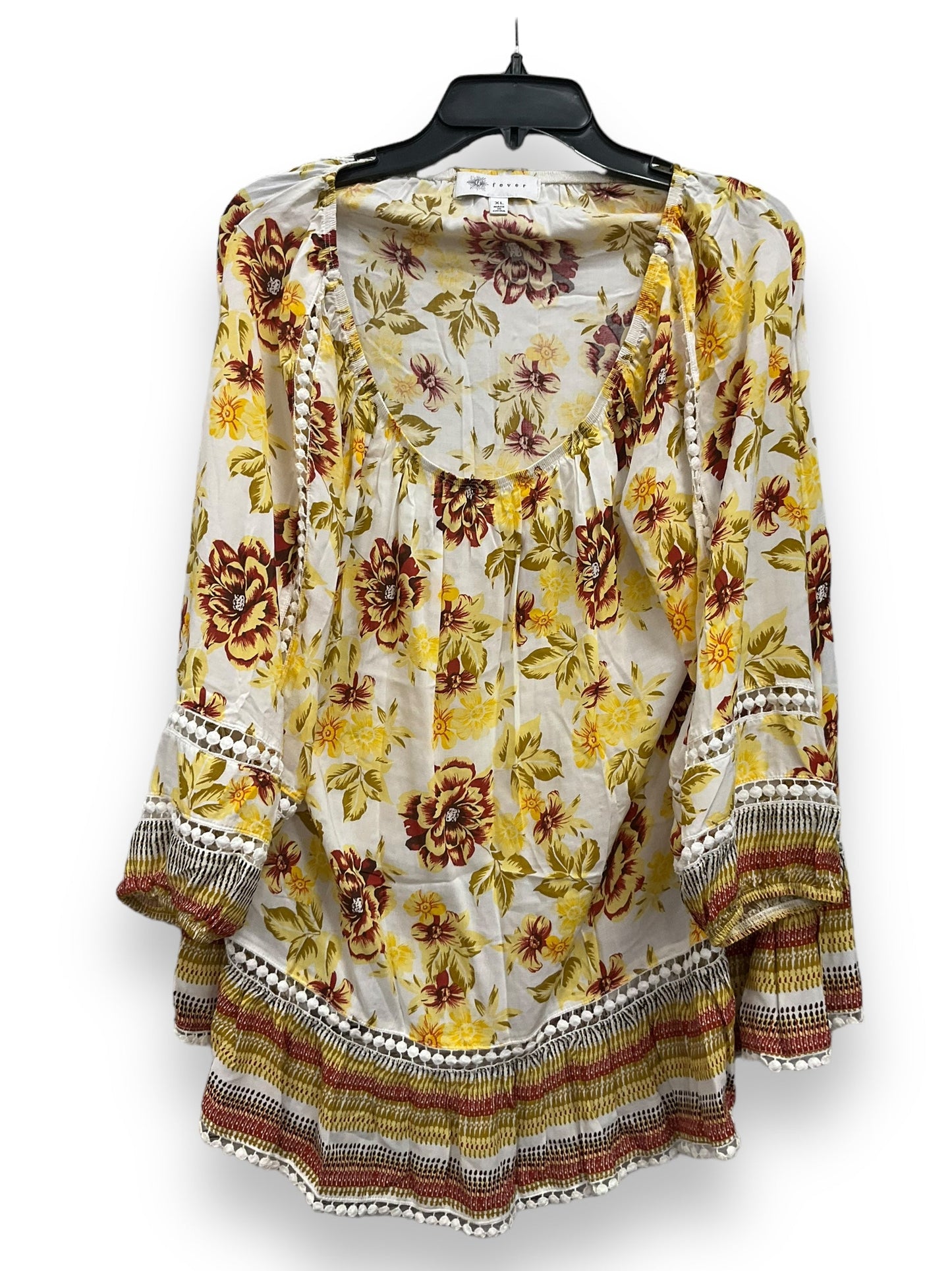 Floral Print Top Long Sleeve Fever, Size Xl