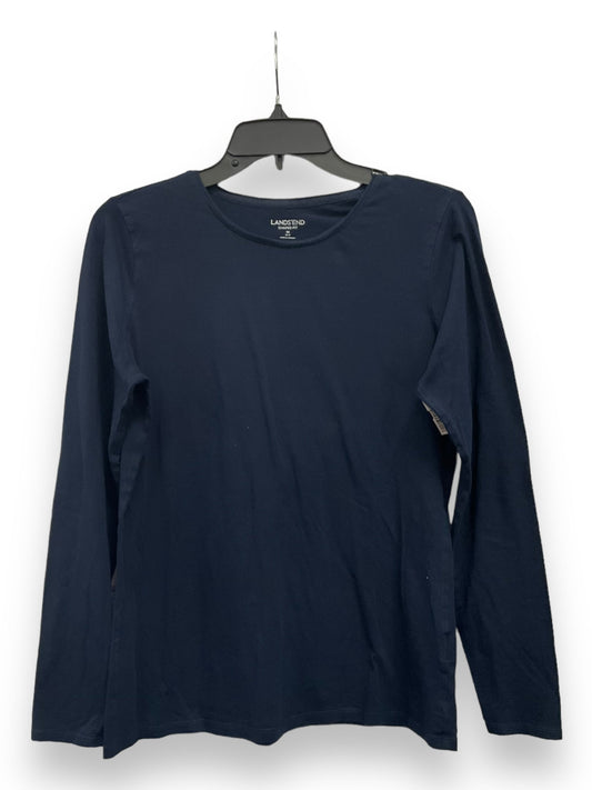 Navy Top Long Sleeve Basic Lands End, Size M