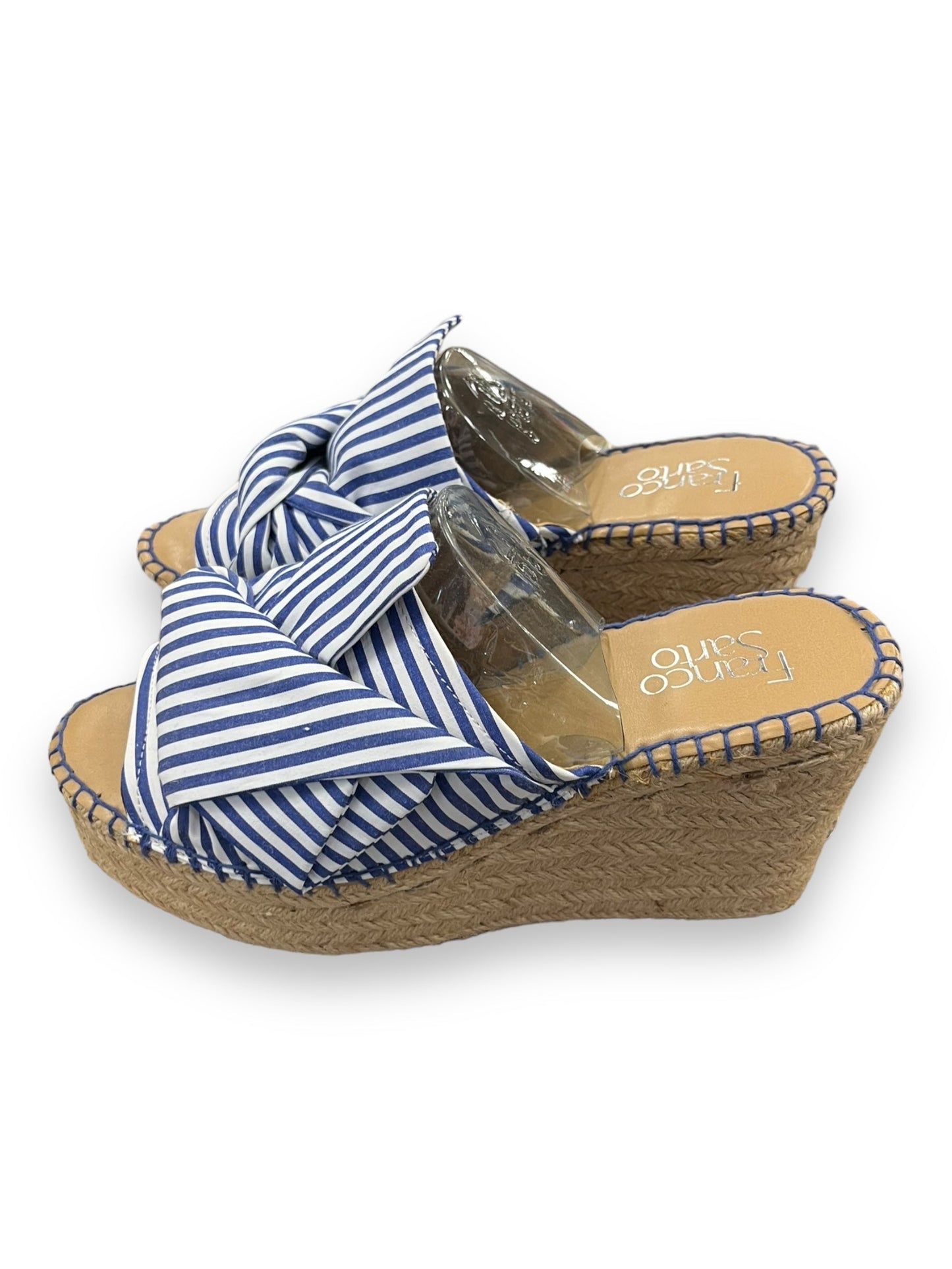 Striped Pattern Sandals Heels Wedge Franco Sarto, Size 8