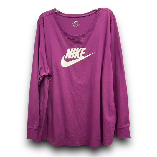 Purple Athletic Top Long Sleeve Crewneck Nike, Size 3x
